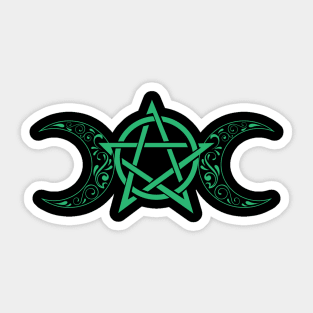 Pentacle and Moon in Green Sticker